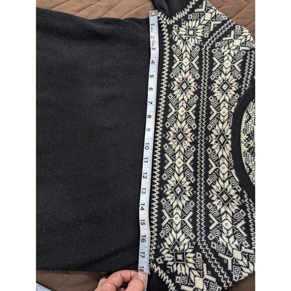 Pretty black Fair Isle style sweater dress w/ white collar knit by George size 8 - Picture 6 of 7